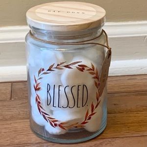 Rae Dunn BLESSED Glass Cotton Ball Jar